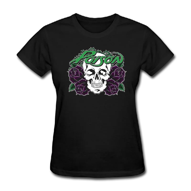Purple Rose T-Shirt (Women) Zippered Front Buttoned Front Snap Front