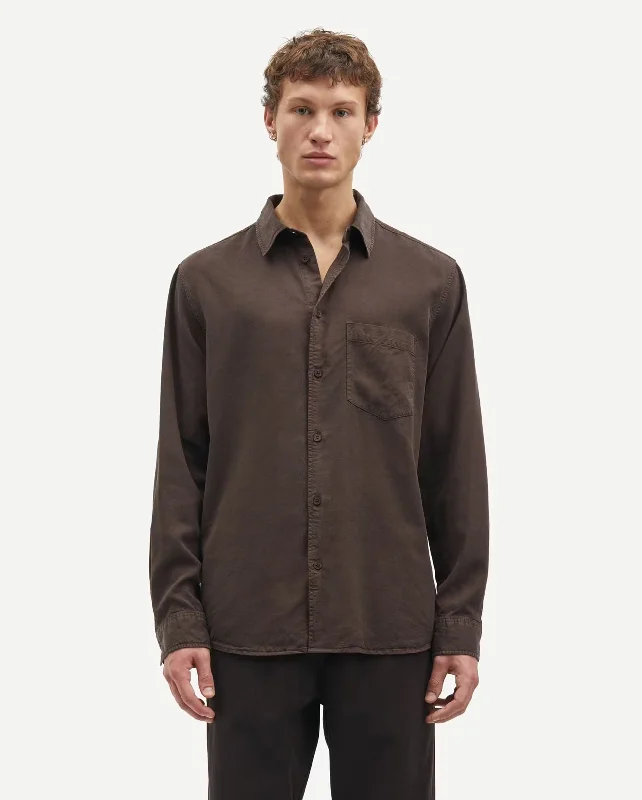DAMON P SHIRT 14982 / CHOCOLATE TORTE Denim Fabric Leather Fabric Suede Fabric