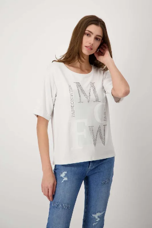 Round Neck T-Shirt 408528MNR in Cloudy Grey by Monari Zippered Front Buttoned Front Snap Front