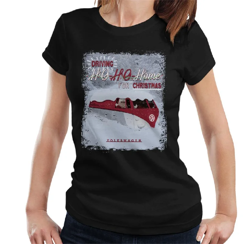 Official Volkswagen Driving Ho Ho Home For Christmas Women's T-Shirt Collared Crew Neck Turtle Neck
