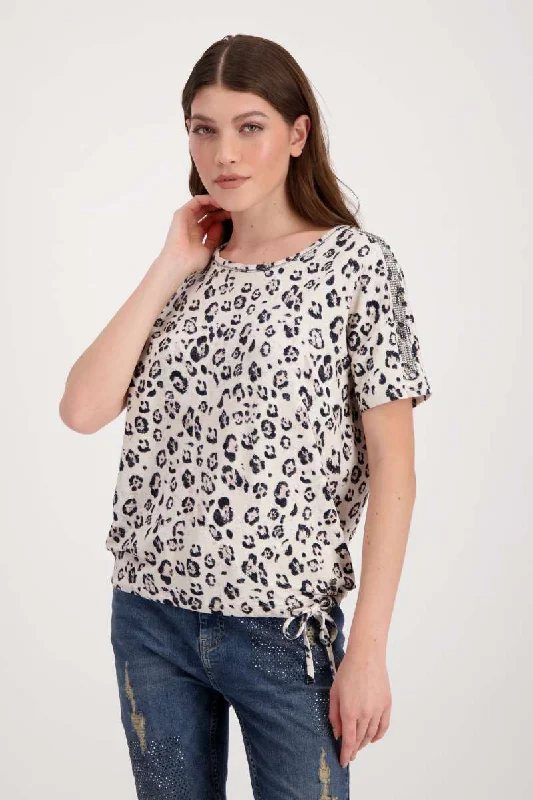 Leo All-Over T-Shirt in Nature Pattern 807135MNR by Monari Lace Blend Ribbed Blend Corduroy Blend