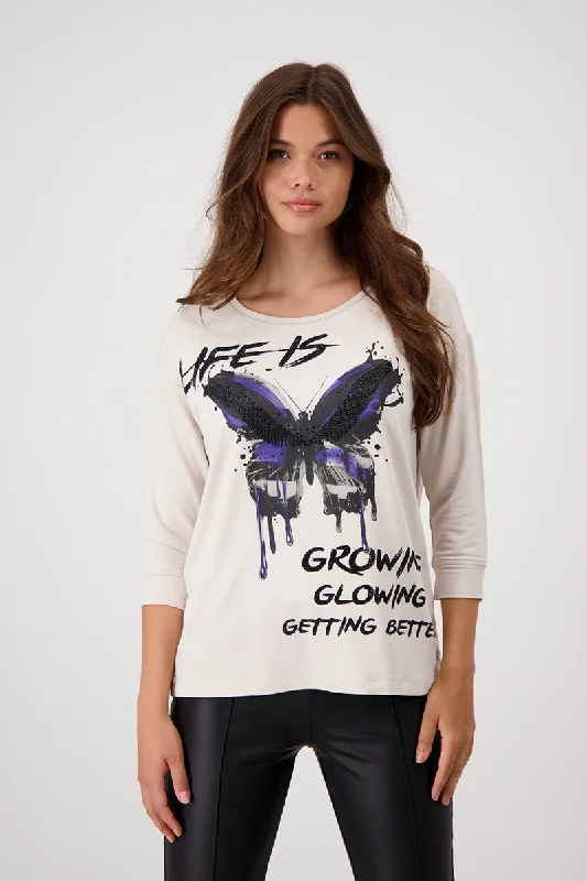 Butterfly T-Shirt 806989MNR in Champagne by Monari Spandex Blend Rayon Blend Denim Blend