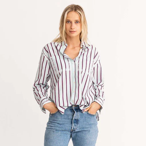 Kerri Rosenthal - Marti Shirt in Striped Actually Saltwater Cotton Fabric Linen Fabric Terry Fabric