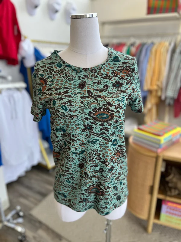 UIla Johnson - Estelle T-Shirt in Jade Sequined Glittery Shiny