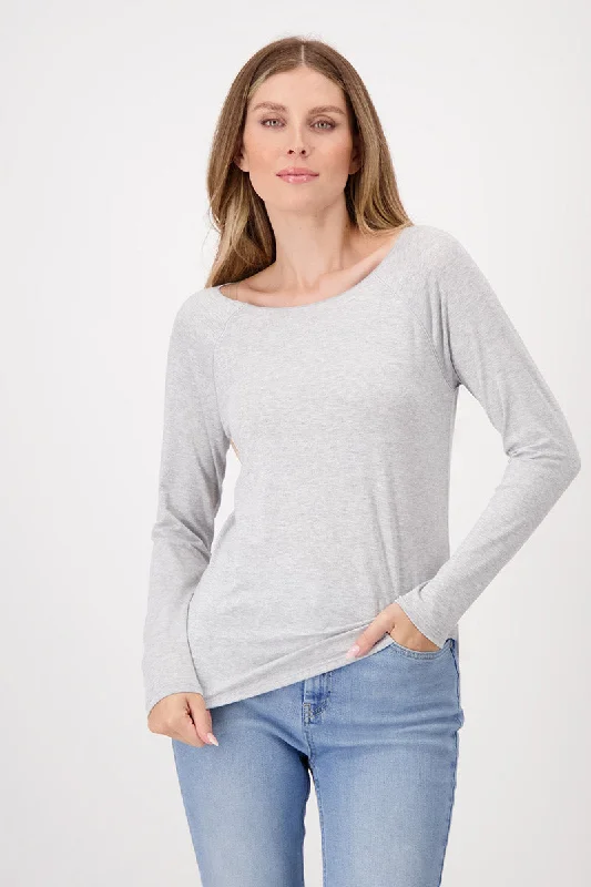 Basic Lurex T-shirt 807717MNR in Cloud Melange by Monari Satin Fabric Silk Fabric Chiffon Fabric