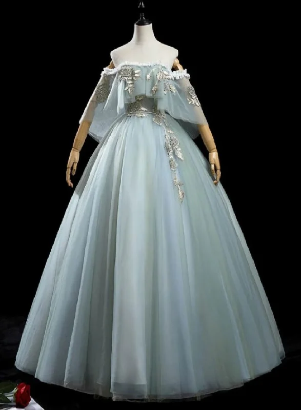 Charming Princess Light Green Tulle with Lace Flowers Prom Dress, Light Green Party Dress Tunics Versatile stylish Charming Princess Light Green Tulle with Lace Flowers Prom Dress, Light Green Party Dress Tunics Versatile stylish