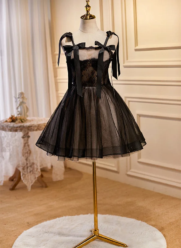 Lovely Black and Champagne Short Tulle Party Dress, A-line Short Homecoming Dress Tunics Trousers formal Lovely Black and Champagne Short Tulle Party Dress, A-line Short Homecoming Dress Tunics Trousers formal