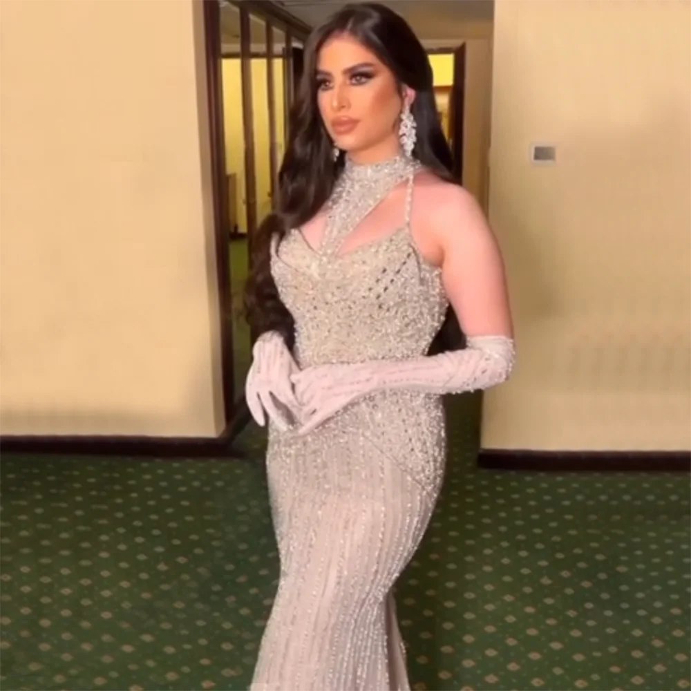 Customized Caramel Mermaid Halter Sleeveless With Gloves Beaded Evening Gowns 2025 Elegant Party Dresses For Women LA72232 Turtleneck Warm Winter Customized Caramel Mermaid Halter Sleeveless With Gloves Beaded Evening Gowns 2025 Elegant Party Dresses For Women LA72232 Turtleneck Warm Winter