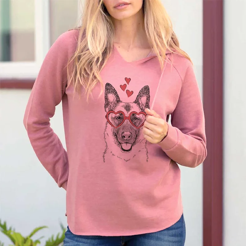 Valentine Trooper the German Shepherd - Cali Wave Hooded Sweatshirt Hoodie with Print Artistic Unique