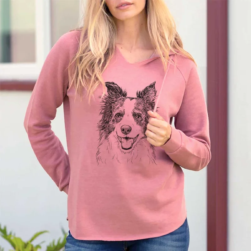 Kylee the Border Collie - Cali Wave Hooded Sweatshirt Hoodie with Button Classic Timeless