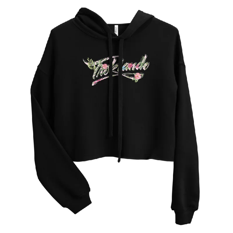 Floral Crop Hoodie Hoodie with Metallic Shiny Futuristic