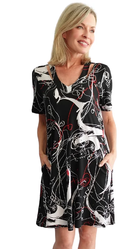 Graffiti Pirnt Cutout Neckline Dress. Style SW97218 Tunics Stylish elegant