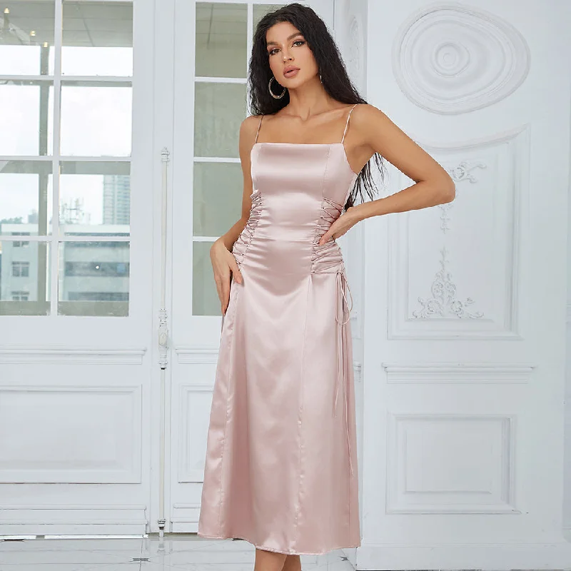 BH7671 Kimshein Vestido Elegant Womens Fancy Clothing Sleeveless Satin Long Birthday Party Dresses Evening Dinner Turtleneck Neckline Stylish BH7671 Kimshein Vestido Elegant Womens Fancy Clothing Sleeveless Satin Long Birthday Party Dresses Evening Dinner Turtleneck Neckline Stylish