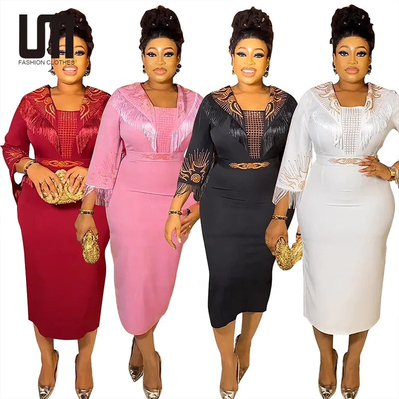 Liu Ming New Arrivals 2024 Elegant African Square Neck Full Sleeve Tassel Belt Waisted Luxury Birthday Party Dresses For Women Pleated Skirt Elegant Liu Ming New Arrivals 2024 Elegant African Square Neck Full Sleeve Tassel Belt Waisted Luxury Birthday Party Dresses For Women Pleated Skirt Elegant