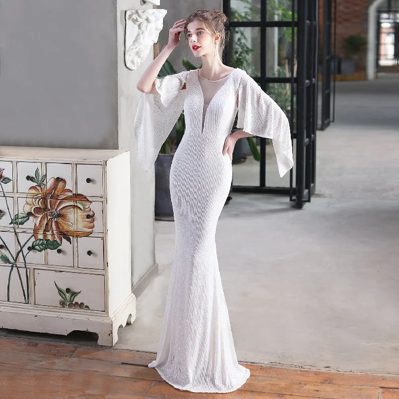 Angel Wings Sequined Fishtail Banquet Elegant Graceful Annual Meeting Host Car Model Party Dress Female Summer Tunics Luxurious high-end Angel Wings Sequined Fishtail Banquet Elegant Graceful Annual Meeting Host Car Model Party Dress Female Summer Tunics Luxurious high-end