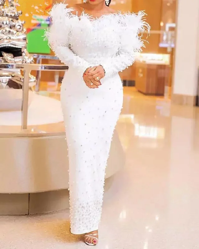 Latest Arrival Shoulder SlimTight Nail Bead White Party Dress Long Sleeve Dresses Evening Dresses Tunics Party sparkling Latest Arrival Shoulder SlimTight Nail Bead White Party Dress Long Sleeve Dresses Evening Dresses Tunics Party sparkling