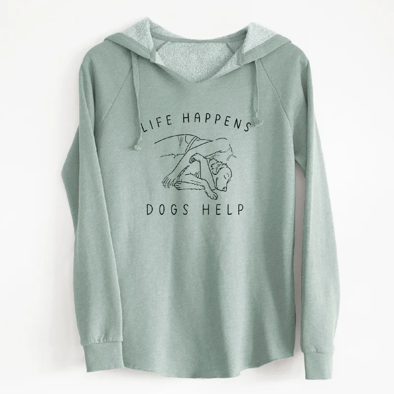 Life Happens Dogs Help - Golden Retriever - Cali Wave Hooded Sweatshirt Hoodie with Monochrome Minimalist Simple