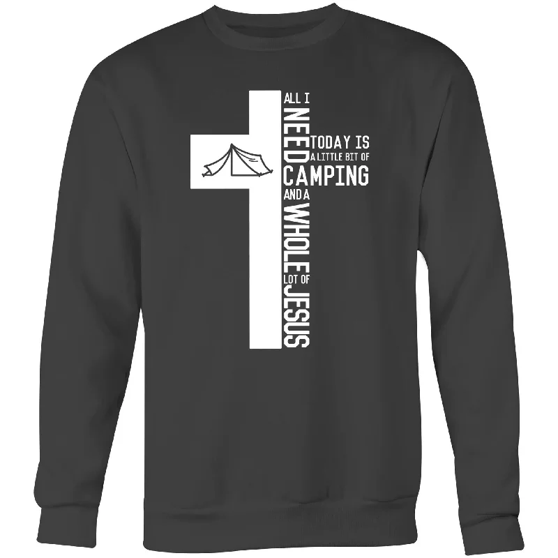 Camping & Jesus Crew Sweatshirt Hoodie with Strings Custom Fit Adjustable