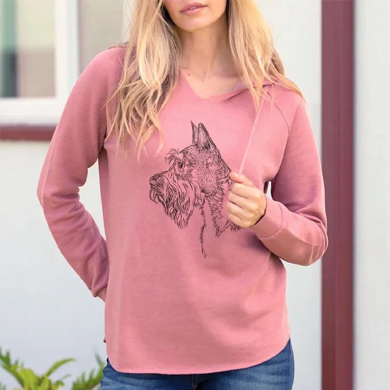 Profile Mini Schnauzer - Cali Wave Hooded Sweatshirt Hoodie with Lace Feminine Delicate