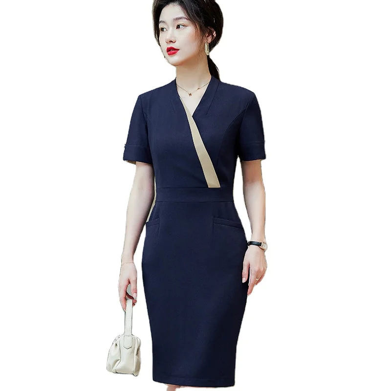 Wholesale Elegant Women's Slim Office Work Dresses Breathable Fashion Soft Lady Business Short Sleeve Formal Party Dress Tunics Winter warm Wholesale Elegant Women's Slim Office Work Dresses Breathable Fashion Soft Lady Business Short Sleeve Formal Party Dress Tunics Winter warm