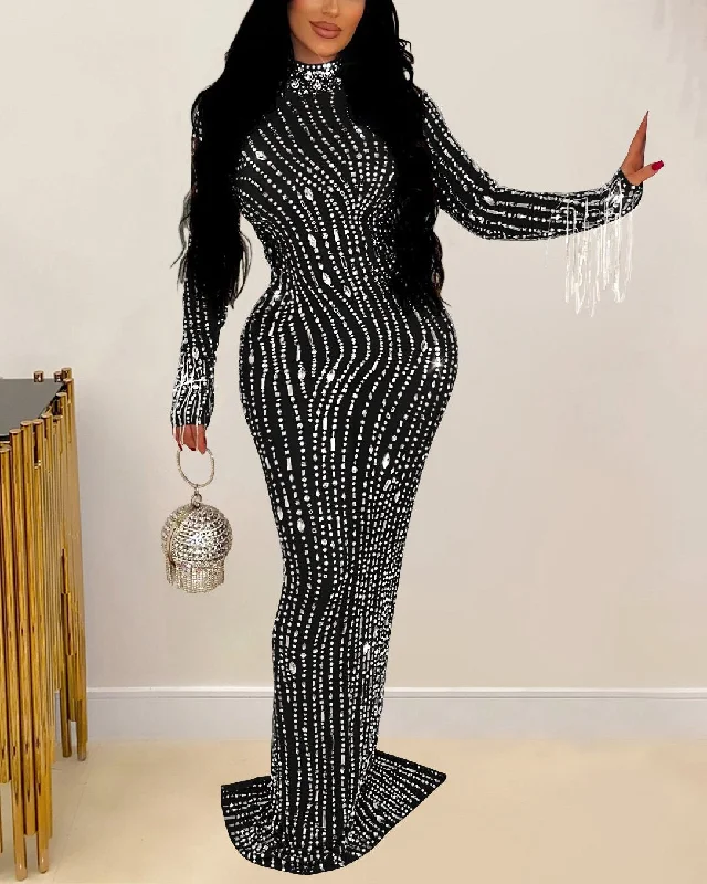 Women's Fashion Solid Color Sexy Tight Mesh See-through Rhinestone Suspender Party Dress Mermaid Tail Wedding Women's Fashion Solid Color Sexy Tight Mesh See-through Rhinestone Suspender Party Dress Mermaid Tail Wedding