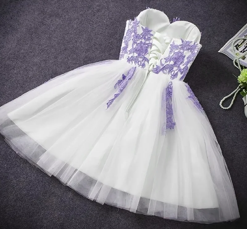 Cute Simple Tulle With Lace Applique Short Homecoming Party Dress, Lovely Formal Dress 2024 Lace Sexy Club Cute Simple Tulle With Lace Applique Short Homecoming Party Dress, Lovely Formal Dress 2024 Lace Sexy Club