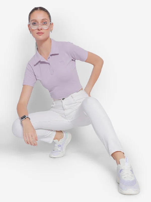 JUMP USA Pure Cotton Short Sleeve Polo Crop Top Elasticated Padded Insulated