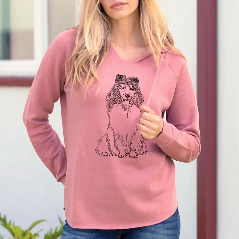 Doodled Monroe the Shetland Sheepdog - Cali Wave Hooded Sweatshirt Hoodie with Emblem Brand Identity