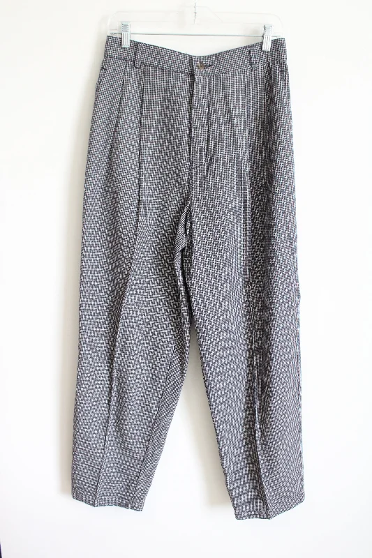 Dockers Vintage Navy Blue & White Houndstooth Plaid Trouser Pants | 12 Trousers Seasonal Trendy Dockers Vintage Navy Blue & White Houndstooth Plaid Trouser Pants | 12 Trousers Seasonal Trendy