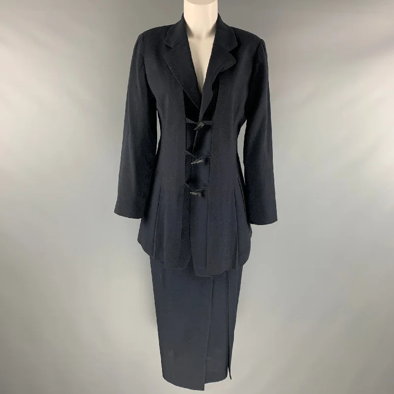 MATSUDA Size S Vintage Charcoal Wool Skirt Jacket Suit Hooded Jacket Caped Jacket Shawl Collar Jacket