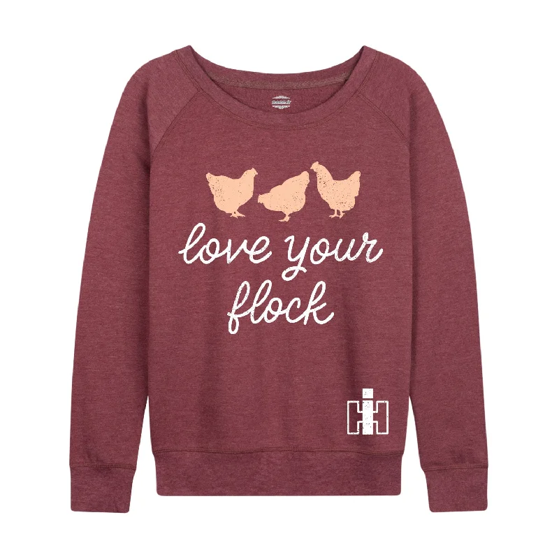 Love Your Flock Chickens IH Womens French Terry Pullover Crew Neck Wool
