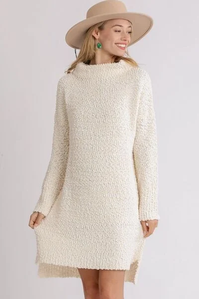 High Low Boucle Sweater Dress Boxy Sweater Fitted Sweater A-Line