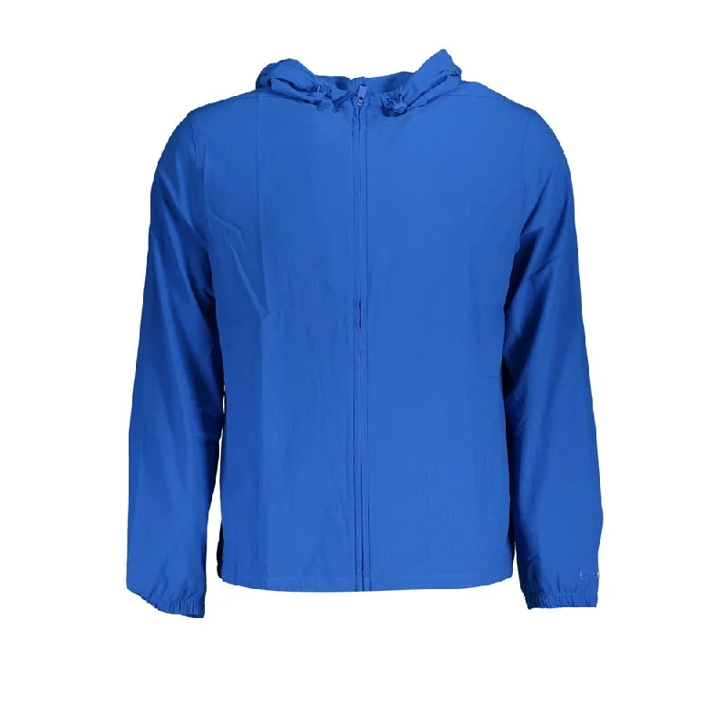 Sleek Hooded Sports Jacket In Vibrant Blue Toggled Jacket Drawstring Jacket Belted Jacket