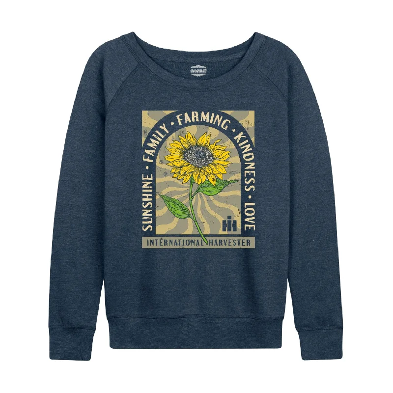 Retro Sunshine Sunflower Case Womens French Terry Pullover Chenille Soft Sweater