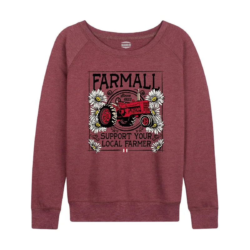 Support Your Local Farmer Farmall Womens French Terry Pullover Angora Wool Cozy