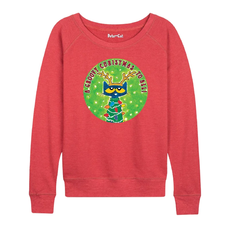 PTC Groovy Christmas Womens French Terry Pullover Soft Wool Sweater