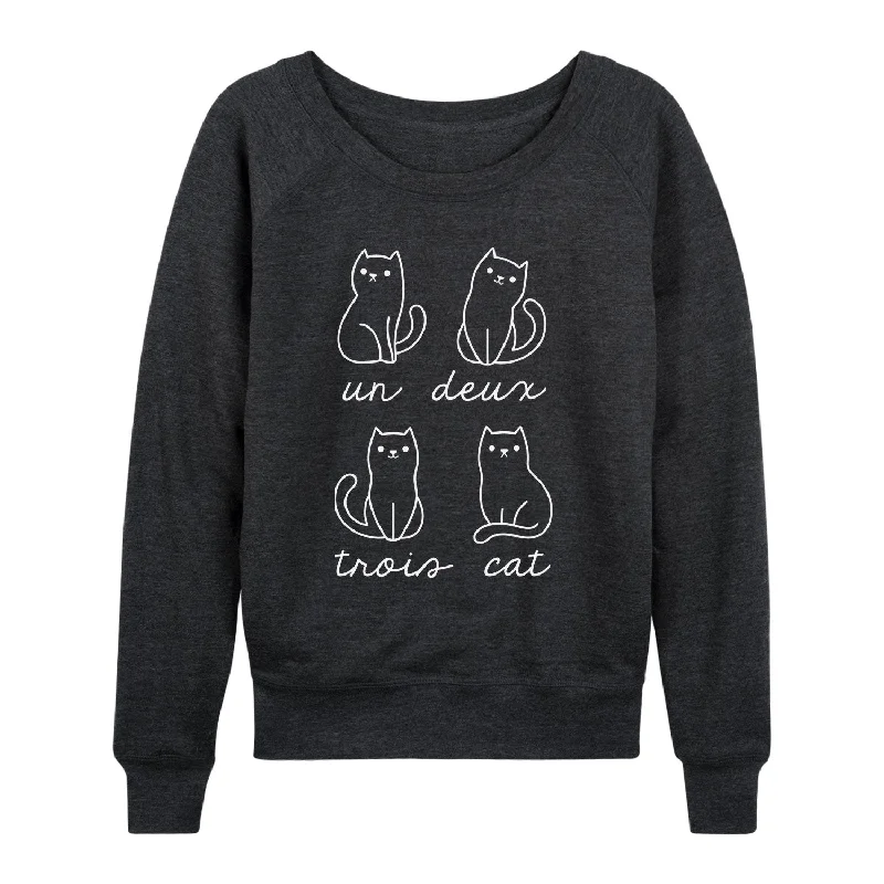 Un Deux Trois Cat Womens French Terry Pullover Fine Merino Wool