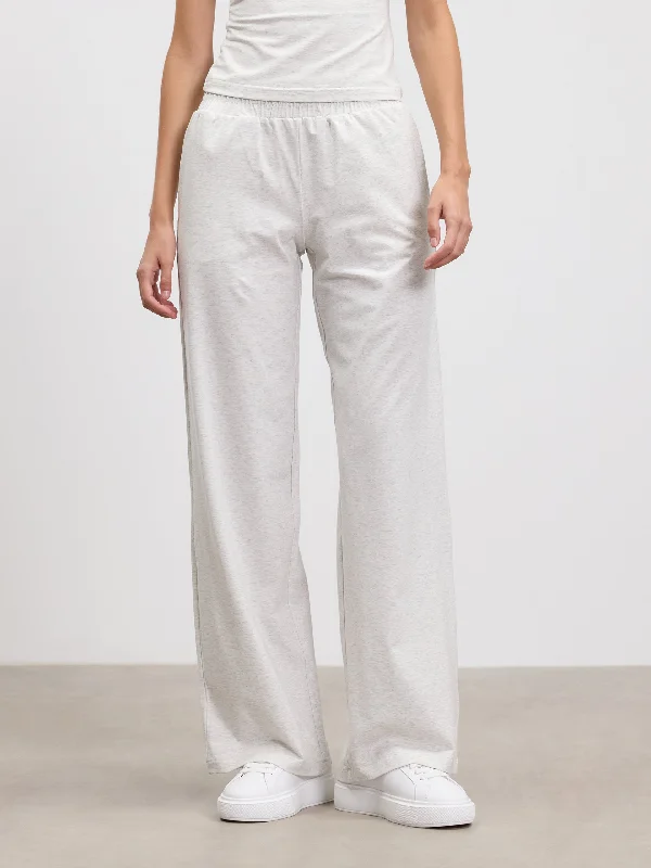 Womens Cotton Modal Wide Leg Pull On Trouser in Marl Grey Trousers Essential Wardrobe Womens Cotton Modal Wide Leg Pull On Trouser in Marl Grey Trousers Essential Wardrobe