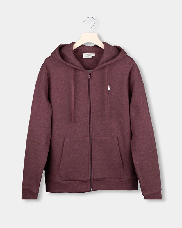 TreeHoodie Jacket Bordeaux Mel Hoodie Zip-Up Jacket Button-Up Jacket