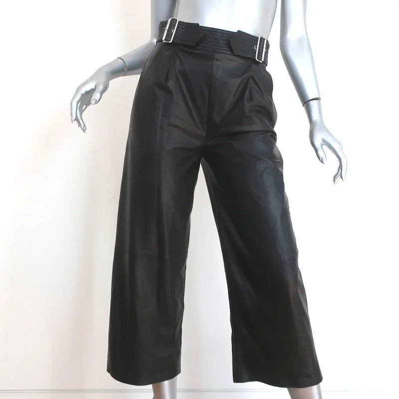 A.L.C. Leather Gaucho Pants Black Size 2 Tabor Cropped Trousers Trousers stylish modern A.L.C. Leather Gaucho Pants Black Size 2 Tabor Cropped Trousers Trousers stylish modern