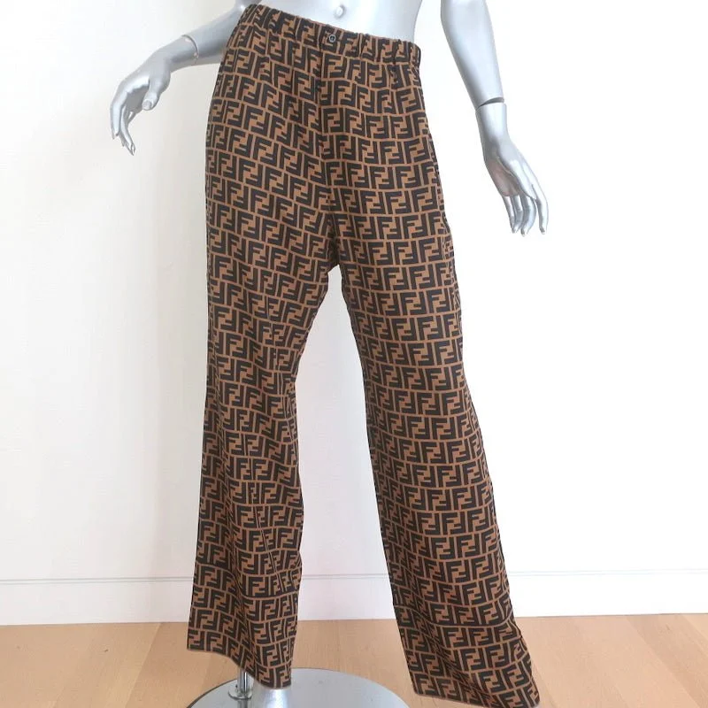 Fendi FF Logo Print Pajama Trousers Brown/Black Silk Twill Size 44 Trousers Top Rated Fendi FF Logo Print Pajama Trousers Brown/Black Silk Twill Size 44 Trousers Top Rated