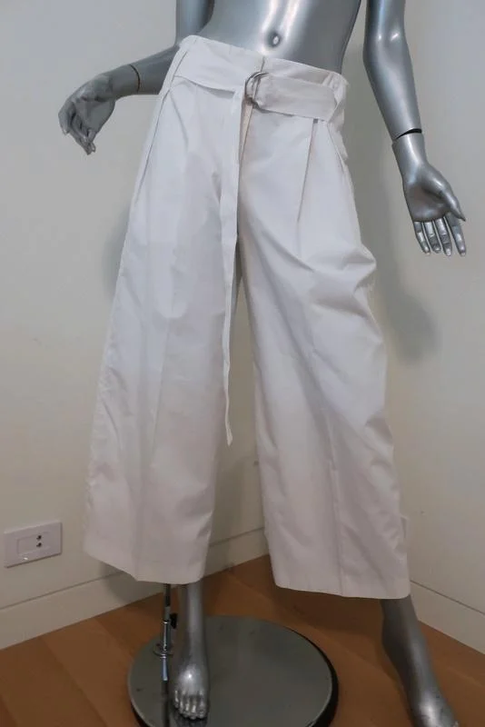 Jil Sander Wide Leg Pants White Cotton Size 36 High Rise Cropped Trousers Trousers luxurious high-end Jil Sander Wide Leg Pants White Cotton Size 36 High Rise Cropped Trousers Trousers luxurious high-end