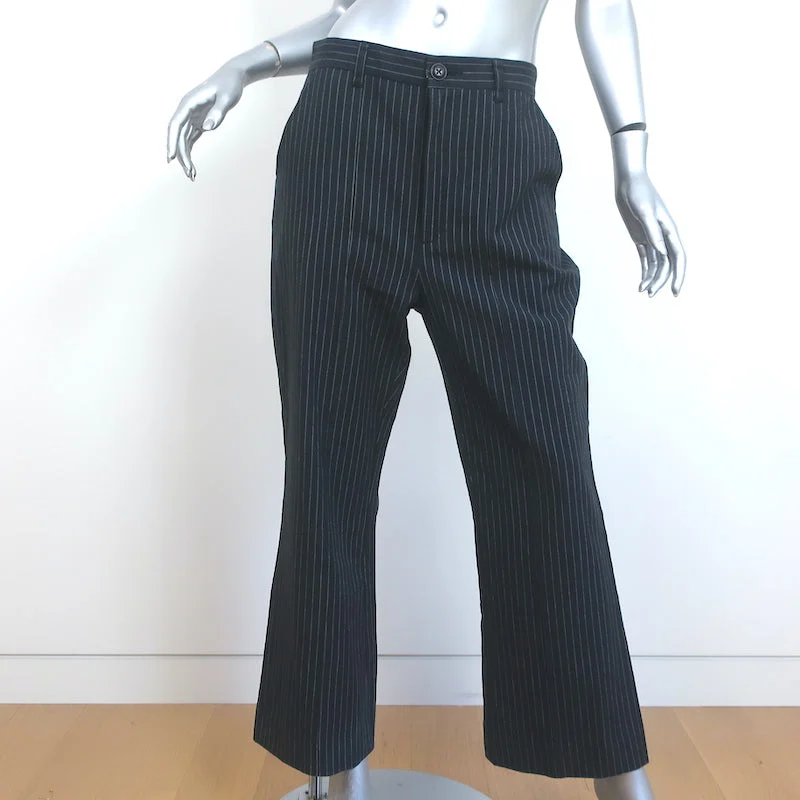 THE GREAT The Bell Trousers Dark Gray Pinstripe Cotton-Wool Size 29 NEW Trousers sophisticated sleek THE GREAT The Bell Trousers Dark Gray Pinstripe Cotton-Wool Size 29 NEW Trousers sophisticated sleek