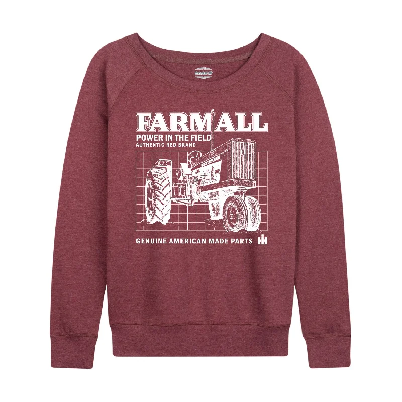 Farmall Schematic Womens French Terry Pullover Textured Knit Design