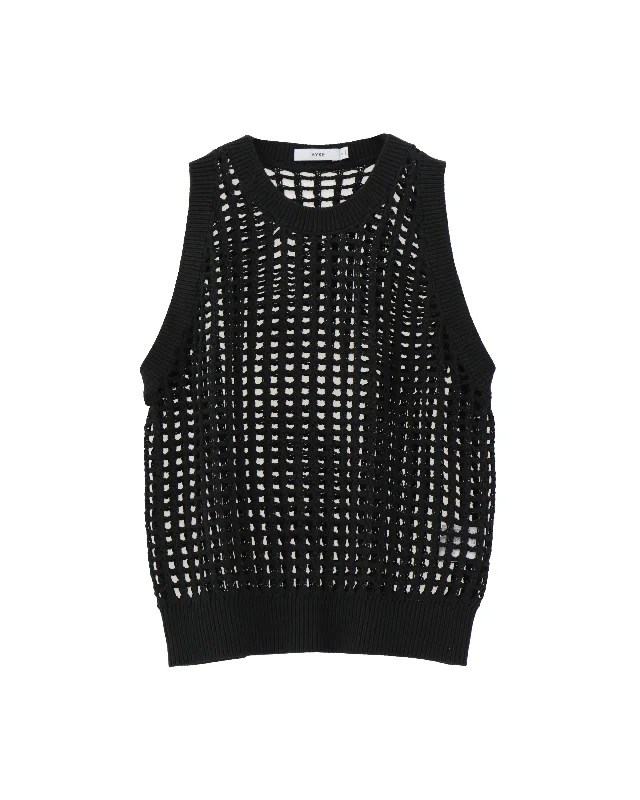 CROCHETED SWEATER TANK TOP 11391 Graphic Sweater Embroidered Appliqued