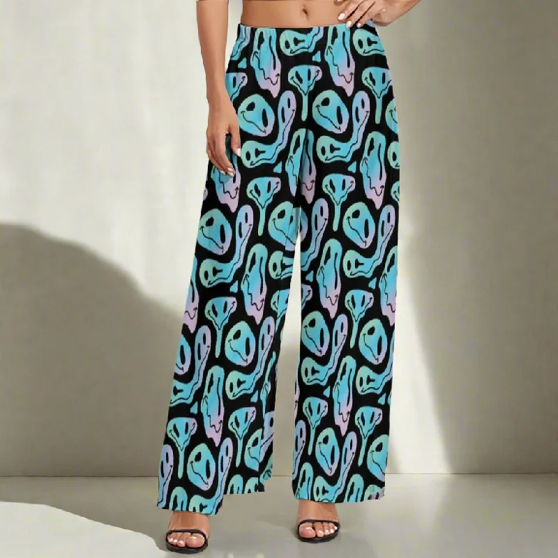Psychedelic Smiley Face Wide-Leg Trousers – Stand Out with Bold Prints Trousers Ceremony Elegant Psychedelic Smiley Face Wide-Leg Trousers – Stand Out with Bold Prints Trousers Ceremony Elegant