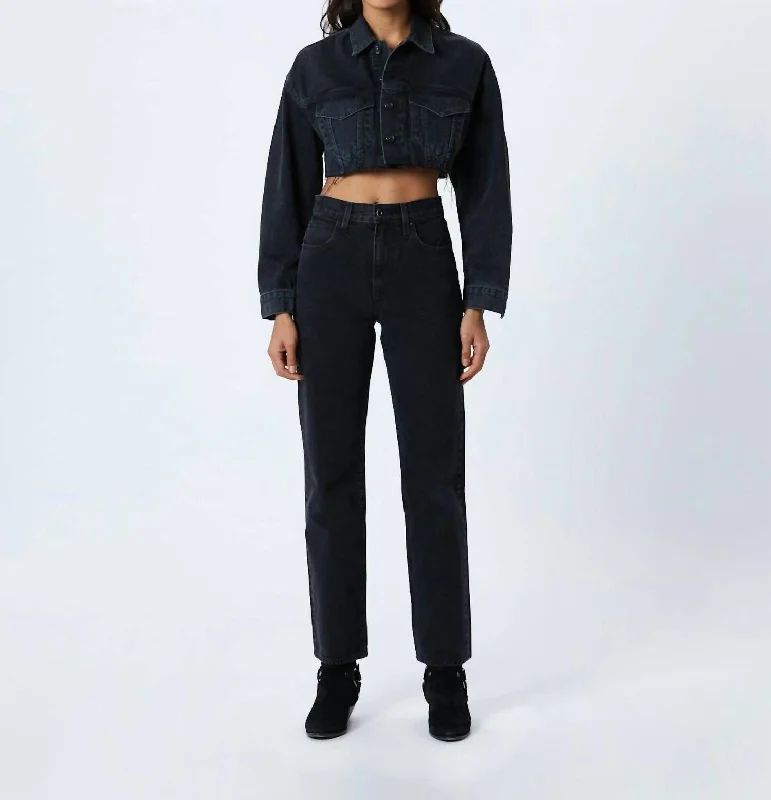 Cut Off Crop Trucker Jacket In Shadow Ridge