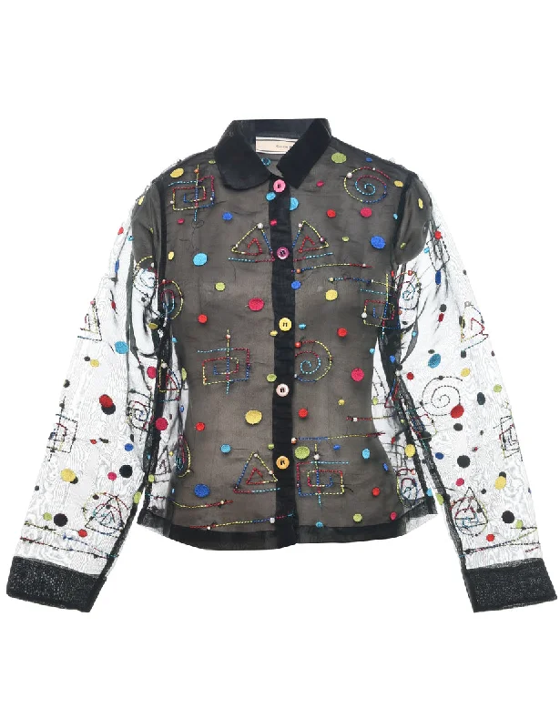 Embroidered Sheer Jacket - L