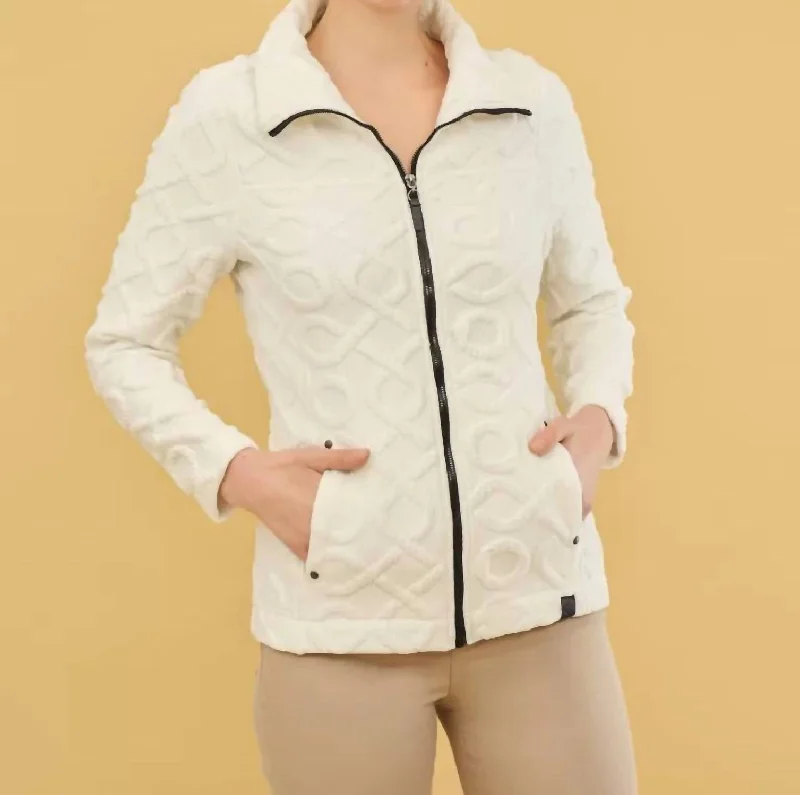 High Collar Zip Jacket 73206 In Off White