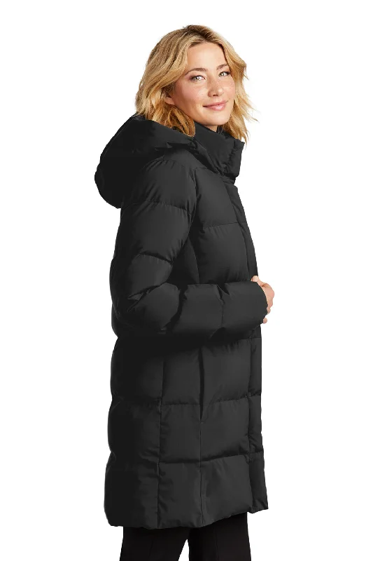 Mercer+Mettle Womens Water Resistant Full Zip Hooded Puffy Parka - Deep Black